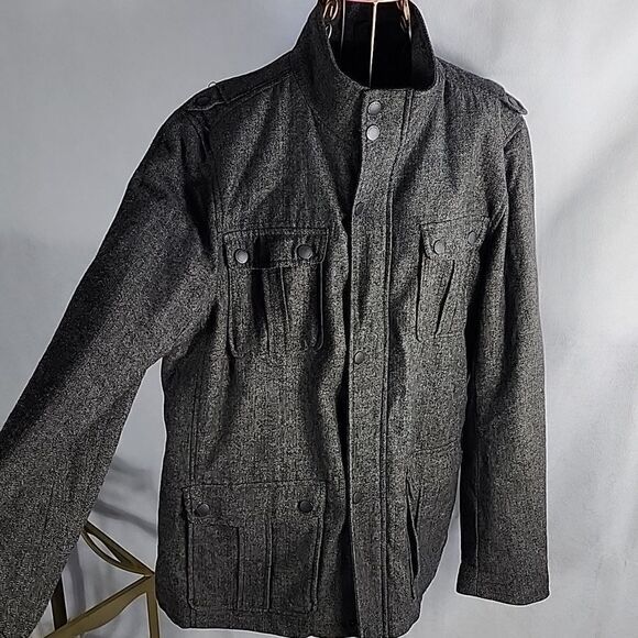 Pristine Men's Herringbone Wool Blend Marc Anthony Winter Jacket Coat - Picture 2 of 12